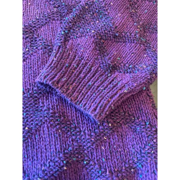 Vintage 80s Tony Lambert PurpleKnit Speckle Pattern Sweater XL - Picture 3 of 5
